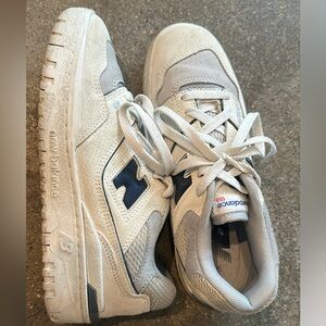 New Balance 550 Cream and Navy Sneakers